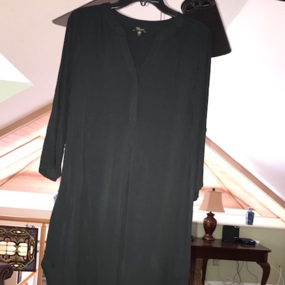 Black mid calf beach coverup or casual dress